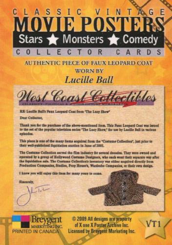 Classic Vintage Movie Posters 2 Lucille Ball Costume Card VT1 Variant #2 Breyge - TvMovieCards.com