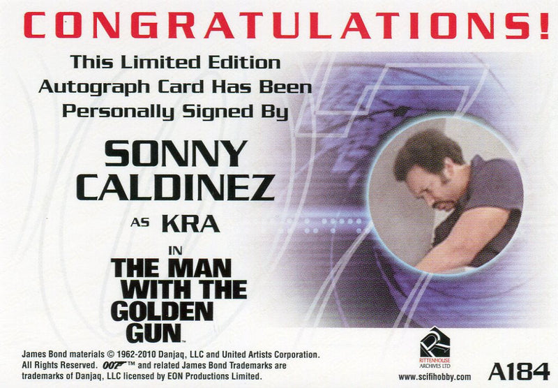 James Bond 50th Anniversary Series One Sonny Caldinez Autograph Card A184   - TvMovieCards.com