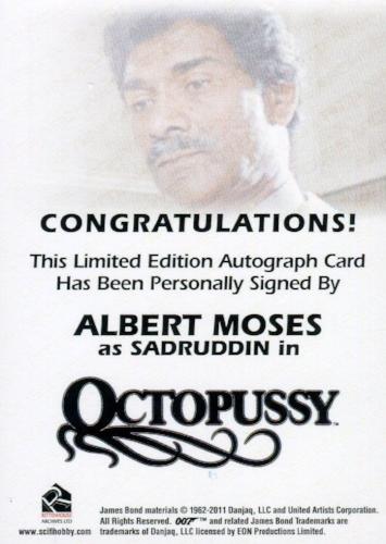 James Bond Mission Logs Albert Moses as Sadruddin Autograph Card   - TvMovieCards.com