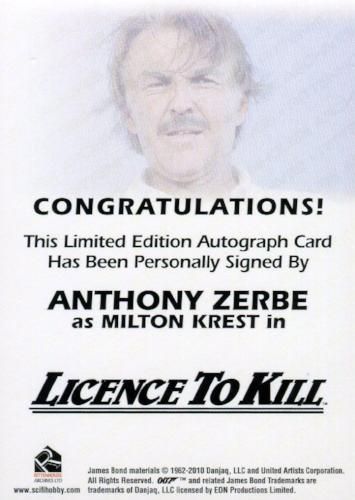 James Bond Mission Logs Anthony Zerbe as Milton Krest Autograph Card   - TvMovieCards.com