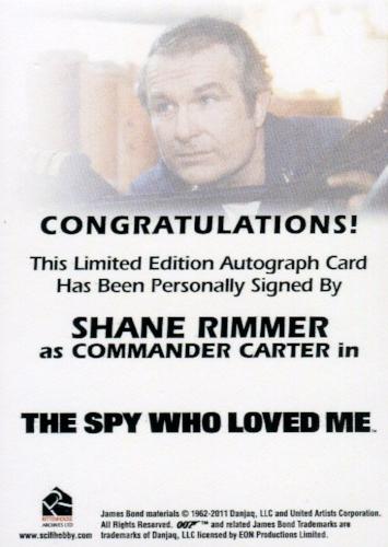 James Bond Mission Logs Shane Rimmer as Commander Carter Autograph Card   - TvMovieCards.com