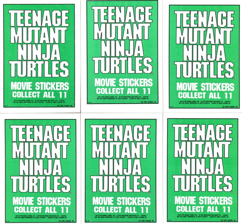 Teenage Mutant Ninja Turtles Movie Series 1 Sticker Card Set 11 Sticker Cards   - TvMovieCards.com
