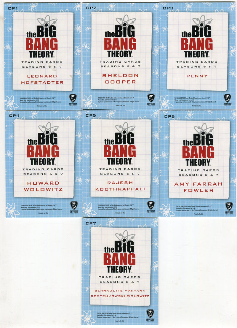 2016 Big Bang Theory Seasons 6 & 7 Portrait Parallel Chase Card Set CP1-CP7   - TvMovieCards.com