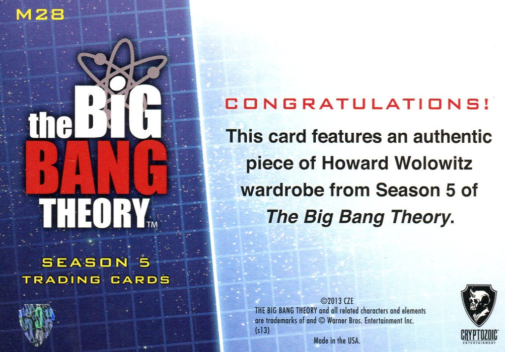 Big Bang Theory Season 5 Howard's Lilac Shirt Wardrobe Costume Card M28   - TvMovieCards.com