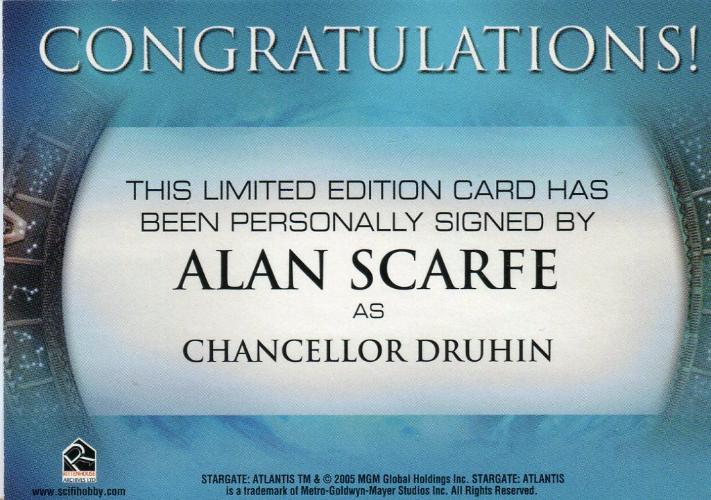 Stargate Atlantis Season One Alan Scarfe Autograph Card   - TvMovieCards.com