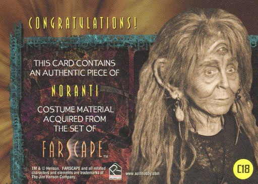 Farscape Season 4 Noranti Costume Card C18   - TvMovieCards.com