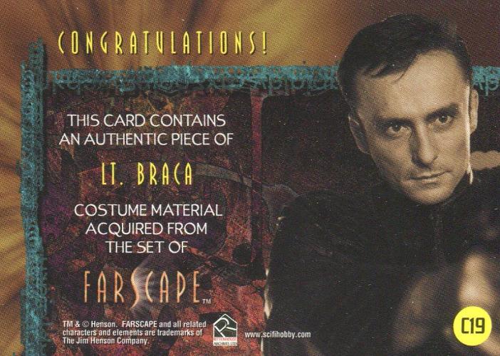 Farscape Season 4 Lt. Braca Costume Card C19   - TvMovieCards.com