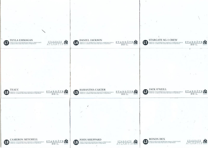 Stargate SG-1 Heroes Stargate in Motion Chase Card Set L1 - L9  9 Cards   - TvMovieCards.com