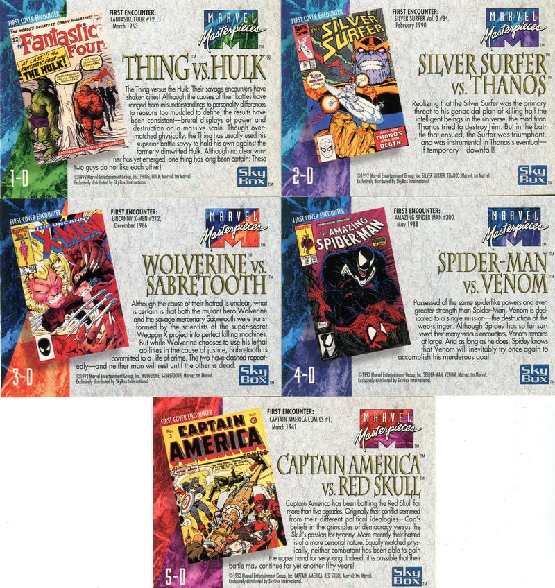 Marvel Masterpieces Series 1 Spectra Battle Chase Card Set 1-D thru 5-D   - TvMovieCards.com
