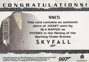 James Bond Autographs & Relics Patrice Relic Costume Card SSC5 #037/200   - TvMovieCards.com