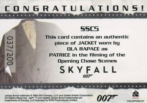 James Bond Autographs & Relics Patrice Relic Costume Card SSC5 #037/200   - TvMovieCards.com