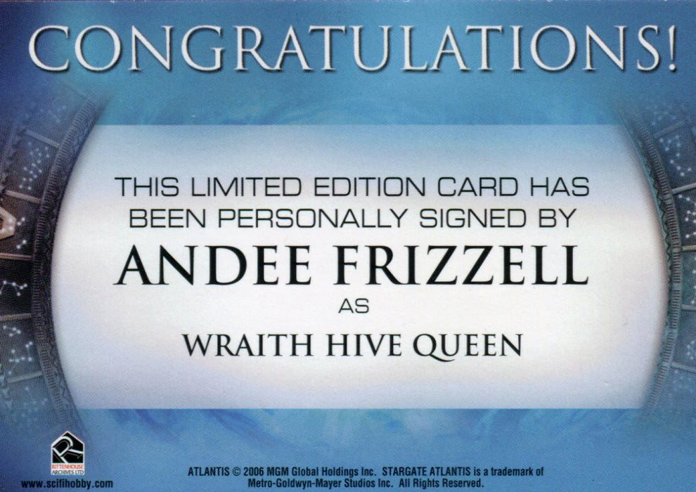 Stargate Atlantis Season Two Andee Frizzell as Wraith Hive Queen Autograph Card   - TvMovieCards.com
