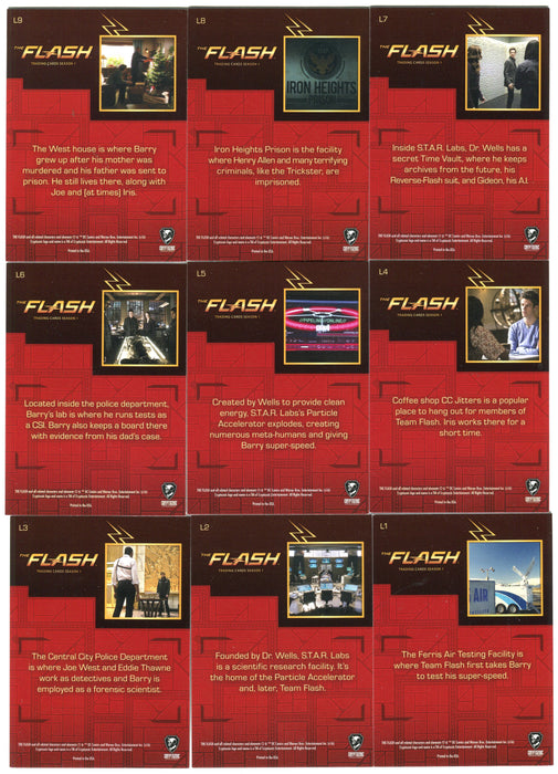 2016 DC Flash Season 1 Golden Glider Foil Parallel Locations Chase Card Set L1-9   - TvMovieCards.com
