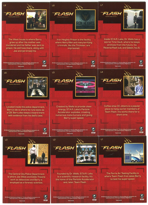 2016 DC Flash Season 1 Locations Chase Card Set L1-9   - TvMovieCards.com