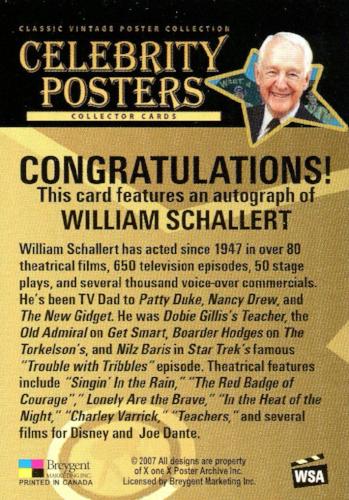 Classic Vintage Movie Posters 1 William Schallert Autograph Card Breygent   - TvMovieCards.com