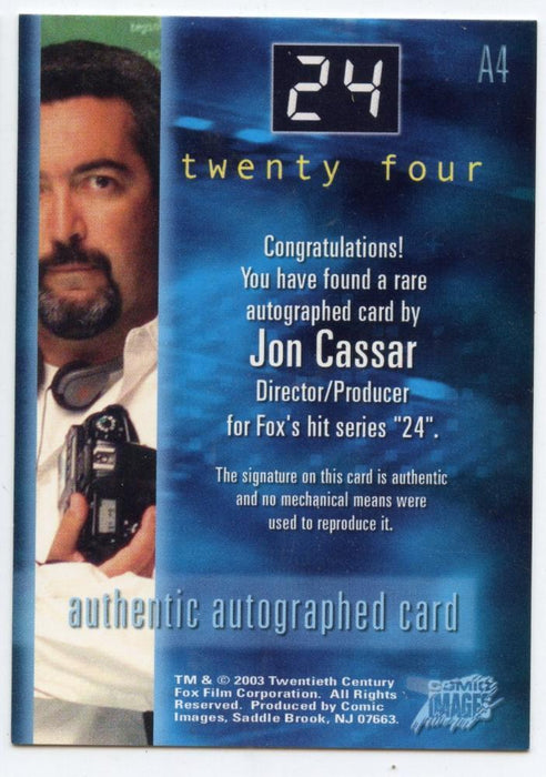 24 Twenty Four Seasons 1 and 2 A4 Jon Cassar - Director/Producer Autograph Card   - TvMovieCards.com