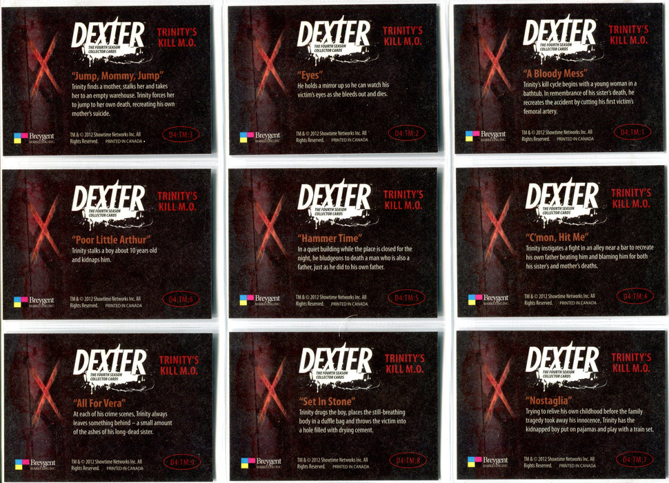 Dexter Season 4 D4:JM 1-9 Dexters Justice Chase Card Set 2012   - TvMovieCards.com