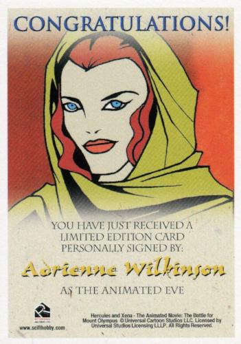 Xena & Hercules Animated Adventures Adrienne Wilkinson as Eve Autograph Card   - TvMovieCards.com
