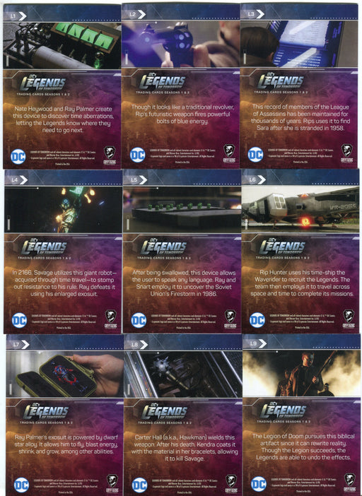 2018 DC Legends of Tomorrow Silver Foil Parallel Legendary Objects Card Set L1-9   - TvMovieCards.com