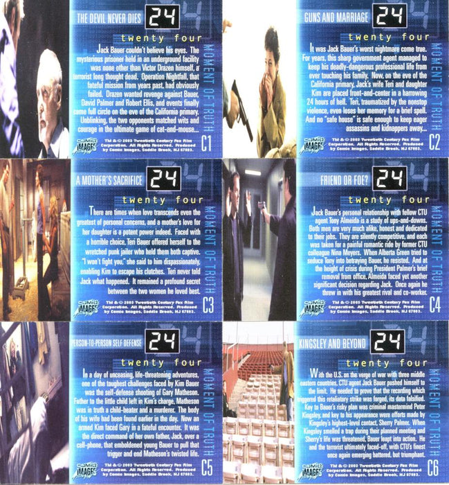 24 Twenty Four Seasons 1 and 2 Moment of Truth Chase Card Set C1 -C6   - TvMovieCards.com