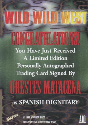 Wild Wild West Movie Orestes Matacena Autograph Card A10   - TvMovieCards.com
