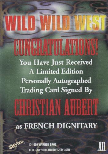 Wild Wild West Movie Christian Aubert Autograph Card A11   - TvMovieCards.com