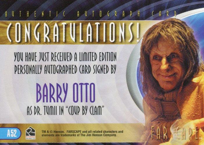 Farscape Through the Wormhole Barry Otto Autograph Card A52   - TvMovieCards.com