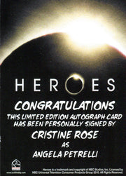 Heroes Archives Christine Rose as Angela Petrelli Autograph Card   - TvMovieCards.com