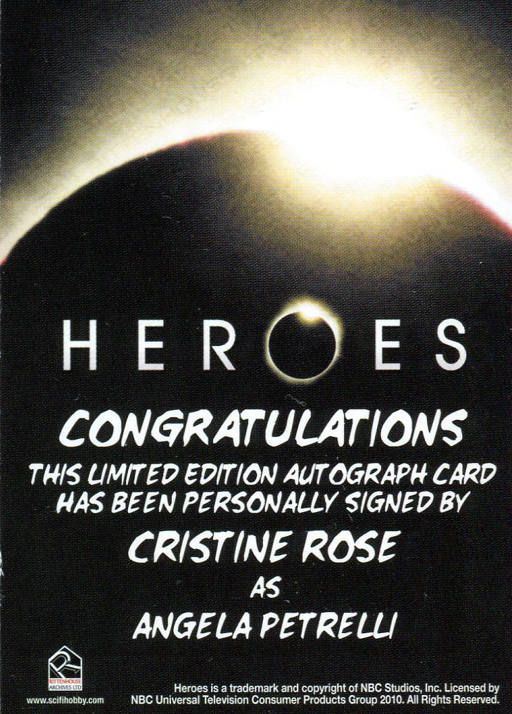 Heroes Archives Christine Rose as Angela Petrelli Autograph Card   - TvMovieCards.com