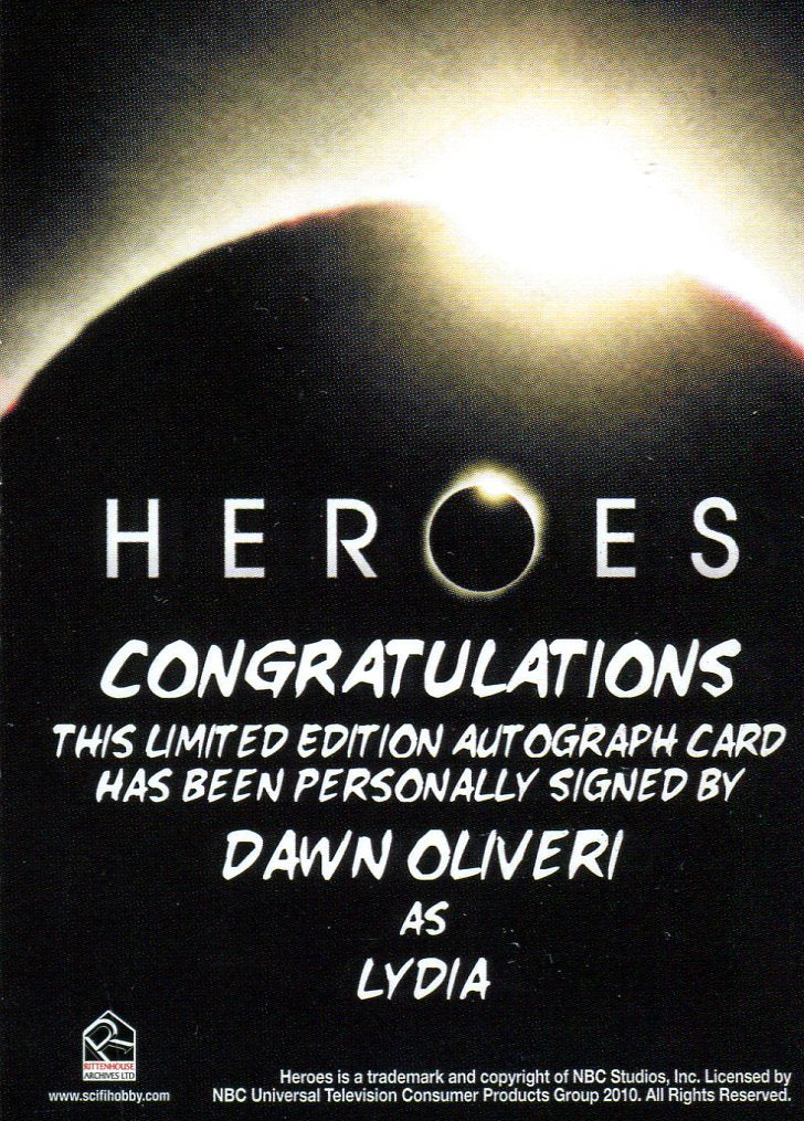 Heroes Archives Dawn Oliver as Lydia Autograph Card   - TvMovieCards.com