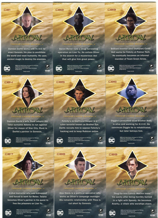 2017 Arrow Season 4 Character Bios Foil Parallel Chase Card Set CB1-9   - TvMovieCards.com