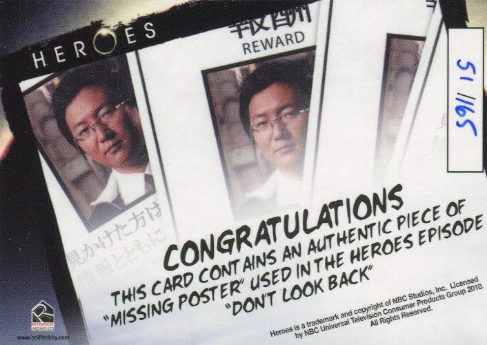 Heroes Archives Limited Edition Missing Poster Prop Card #51/165   - TvMovieCards.com