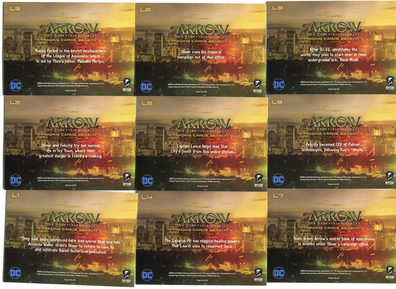 2017 Arrow Season 4 Locations Foil Parallel Chase Card Set L1-L9   - TvMovieCards.com