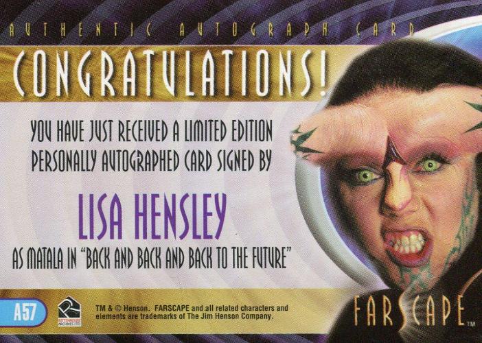 Farscape Through the Wormhole Lisa Hensley Autograph Card A57   - TvMovieCards.com