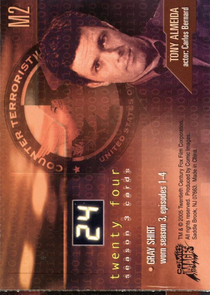 24 Twenty Four Season 3 Memorabilia Costume Card M2   - TvMovieCards.com