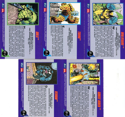 Marvel Universe Series 3 Hologram Chase Card Set H-1 thru H-5 Skybox 1992   - TvMovieCards.com