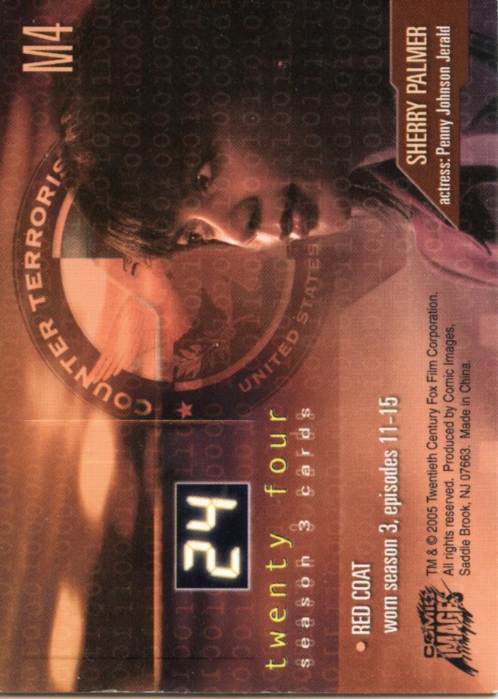 24 Twenty Four Season 3 Memorabilia Costume Card M4   - TvMovieCards.com