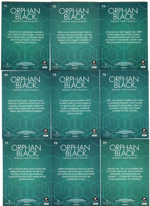2016 Orphan Black Character Bios Chase Card Set C1-C9   - TvMovieCards.com