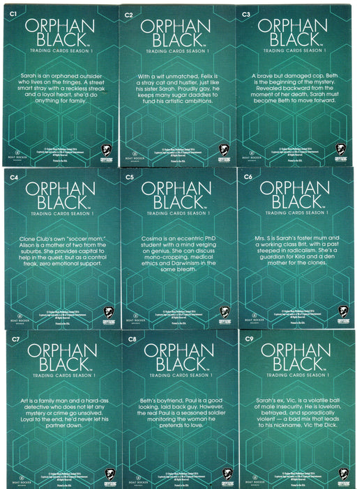 2016 Orphan Black Character Bios Chase Card Set C1-C9   - TvMovieCards.com