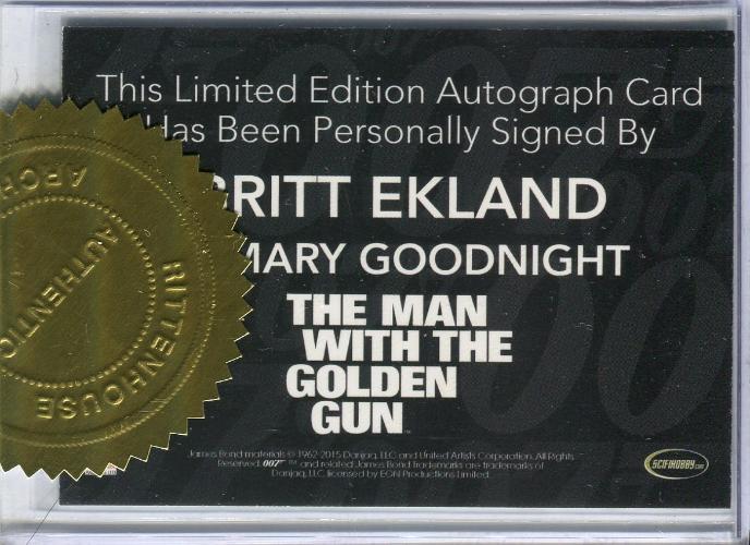 James Bond Archives 2015 Edition Britt Ekland Autograph Card   - TvMovieCards.com