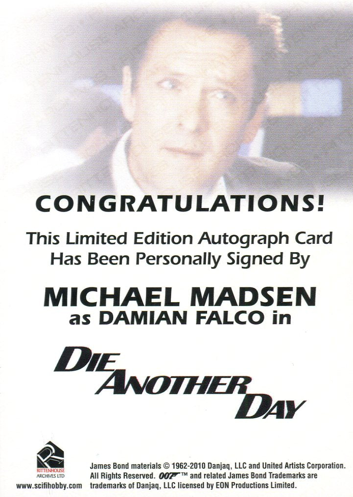 James Bond Mission Logs Michael Madsen as Damian Falco Autograph Card Red - TvMovieCards.com