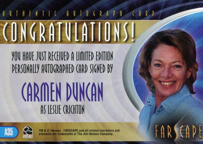 Farscape Through the Wormhole Carmen Duncan Autograph Card A35   - TvMovieCards.com
