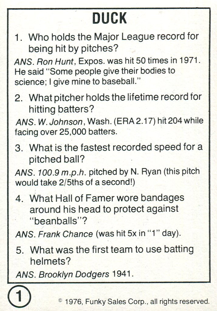 Weird World of Baseball Funky Facts 1976 Vintage Trading Card Set 40 Cards   - TvMovieCards.com