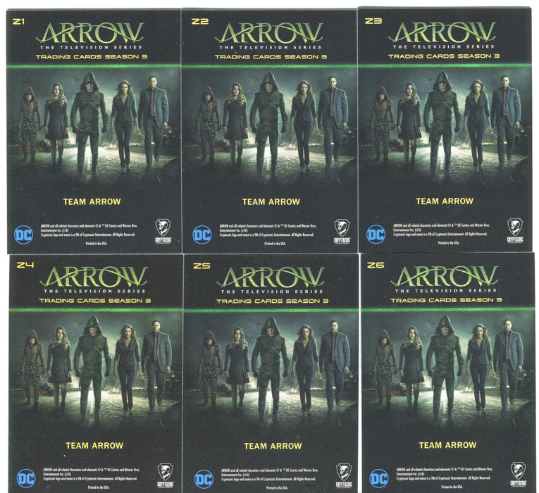 2016 Arrow Season 3 Team Arrow Chase Card Set Z1-6   - TvMovieCards.com