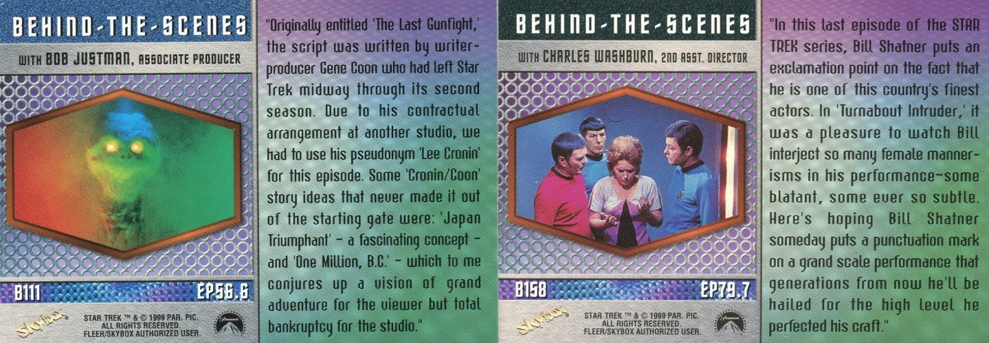 Star Trek The Original Series 3 TOS Behind the Scenes Chase Card Set 48 Cards   - TvMovieCards.com