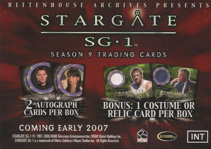 Stargate SG-1 Season Nine Promo Card INT   - TvMovieCards.com
