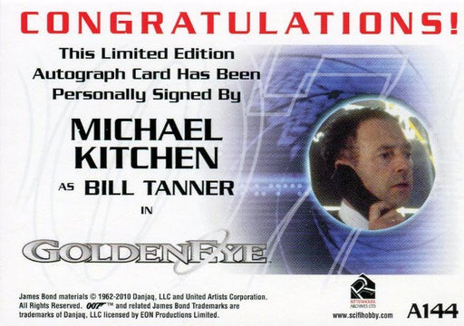 James Bond Heroes & Villains Michael Kitchen as Bill Tanner Autograph Card A144   - TvMovieCards.com