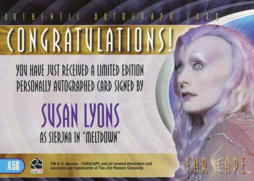 Farscape Through the Wormhole Susan Lyons Autograph Card A58   - TvMovieCards.com