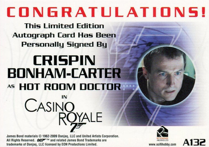 James Bond Heroes & Villains Crispin Bonham Carter Autograph Card A132   - TvMovieCards.com