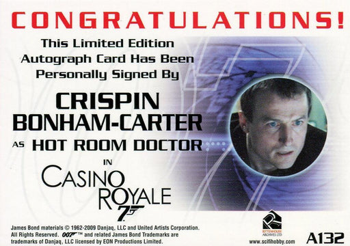 James Bond Heroes & Villains Crispin Bonham Carter Autograph Card A132   - TvMovieCards.com
